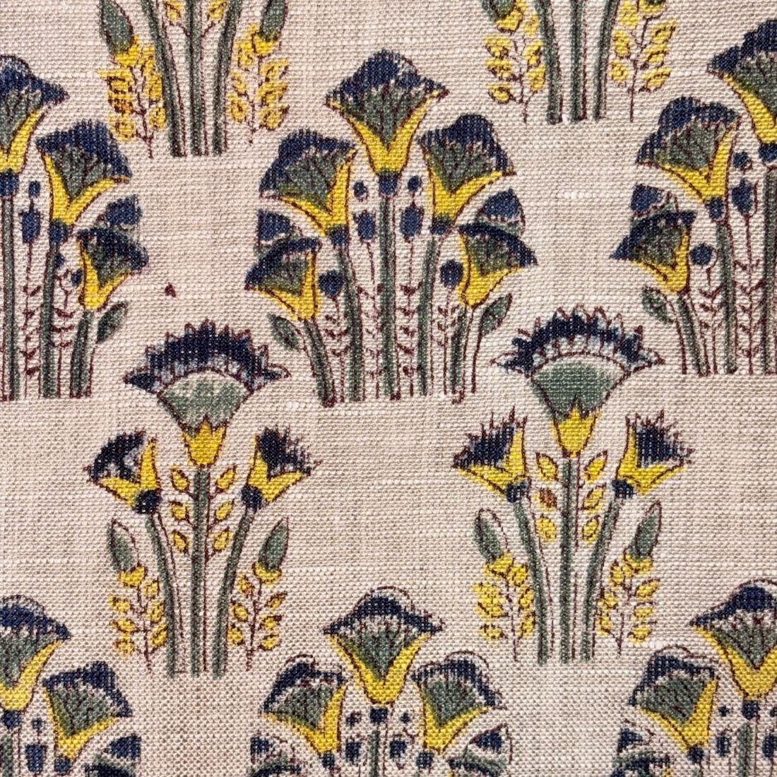 Sahaj Hand Block Printed Linen Fabric | Upholstery & Home Décor Fabric