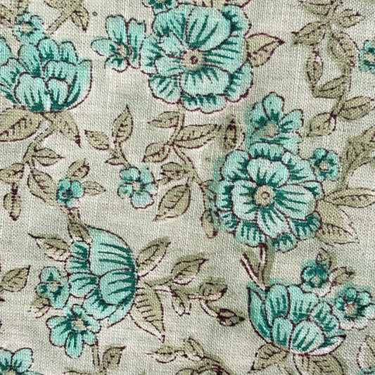 Ruhvi Block Printed Linen Fabric | Upholstery & Home Décor Fabric