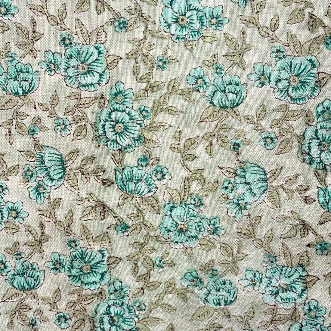 Ruhvi Block Printed Linen Fabric | Upholstery & Home Décor Fabric