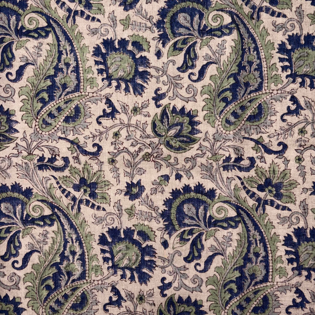 Jharokha Block Print Linen Fabric