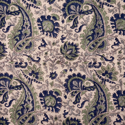 Jharokha Block Print Linen Fabric