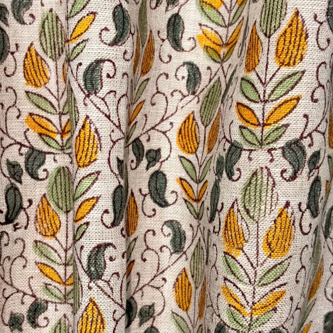 Nehra Hand Block Printed Linen Fabric | Upholstery & Home Décor Fabric