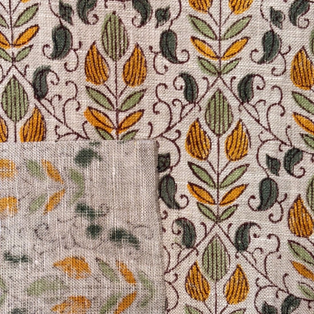 Nehra Hand Block Printed Linen Fabric | Upholstery & Home Décor Fabric
