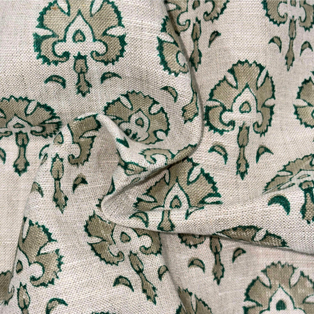 Mehar Block Printed Linen Fabric | Upholstery & Home Décor Fabric
