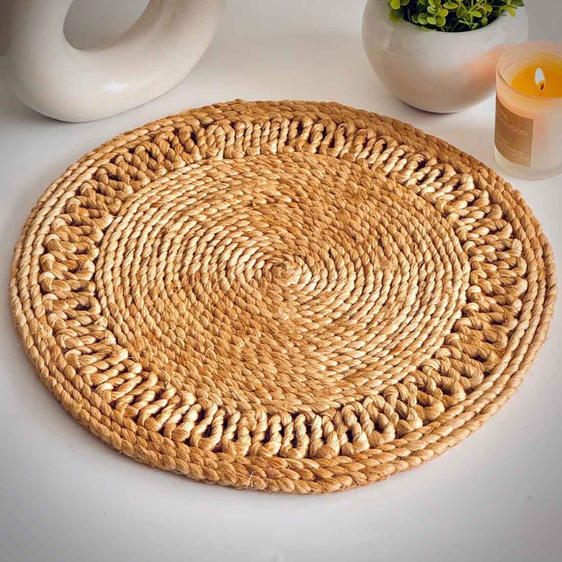 Rustic Round Jute Coasters - 6" Handwoven Table Elegance