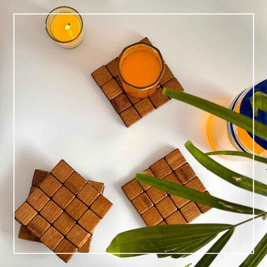 Bamboo Coaster Set - 6 pcs