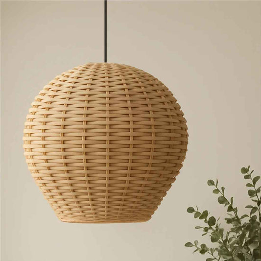 Cane Balloon Lampshade with Iron Frame