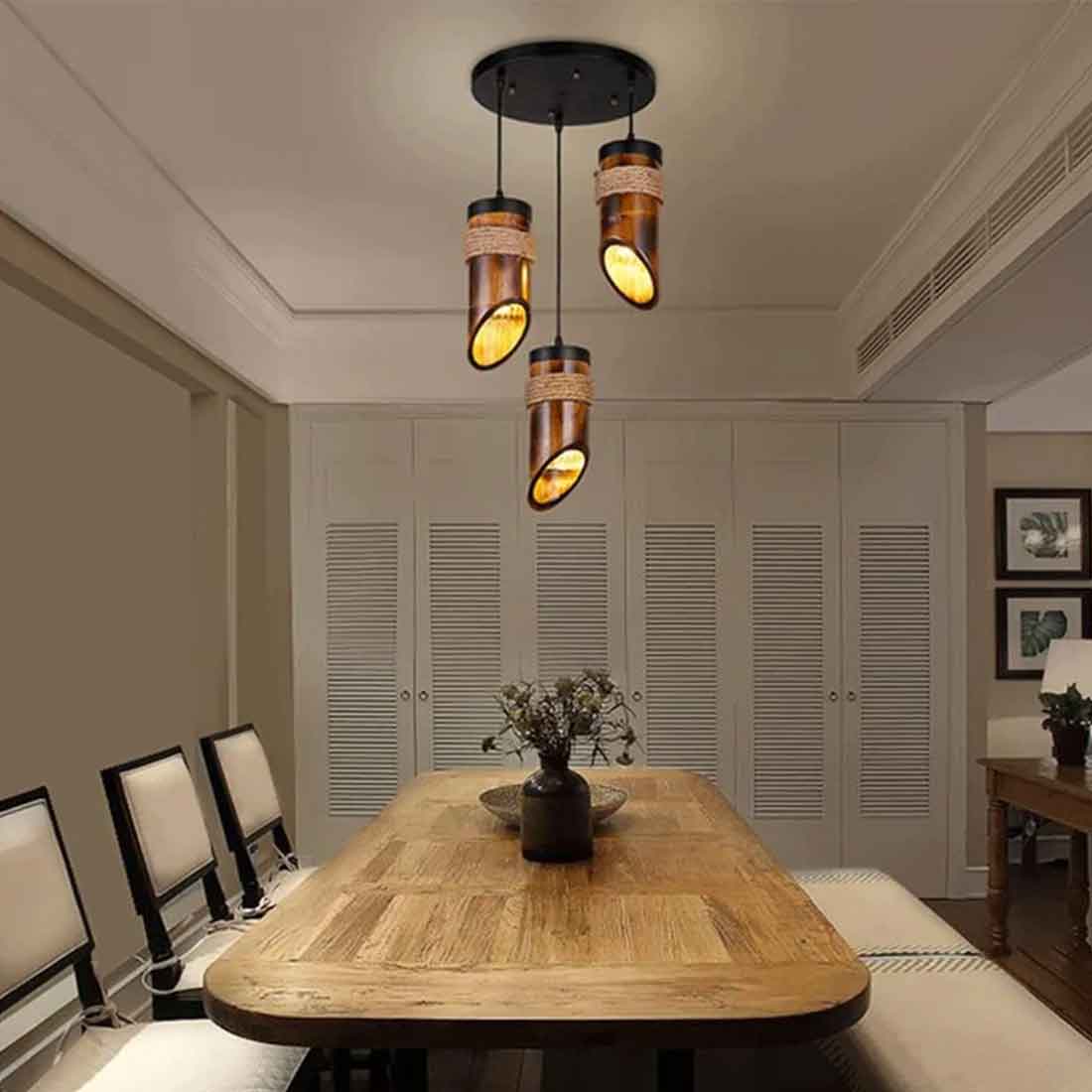 Vertical Lampshade - Set of 3 with Base Plate (With Electrical Accessories)