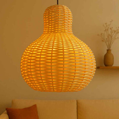 Cane Pear Lampshade with Iron Frame