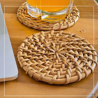 Aara Cane Coaster Set - Round (Set of 4)