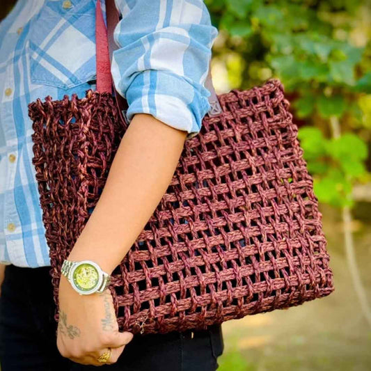 SauraWeave Sabai Grass Mesh Bag - Designer Handle Tote