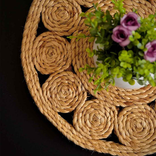 SunSpiral Jute Coaster – 6" Handwoven Boho Elegance