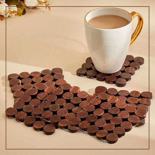 Bamboo Coaster Set - 6 pcs (Handwoven)