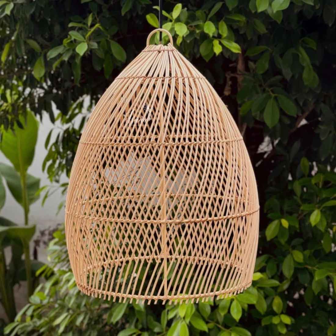 Cane Hanging Lampshade with Iron Frame