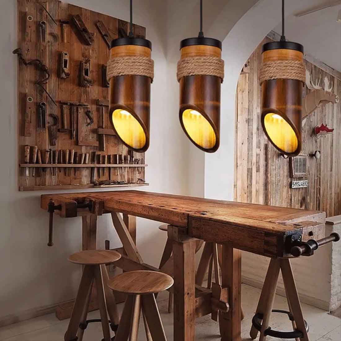 Bamboo Hanging Vertical Lampshade (With Electrical Accessories)
