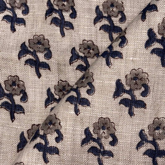 Pushpika Block Print Linen Fabric