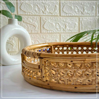 Designer Cane Tray with Cut Handle - Round