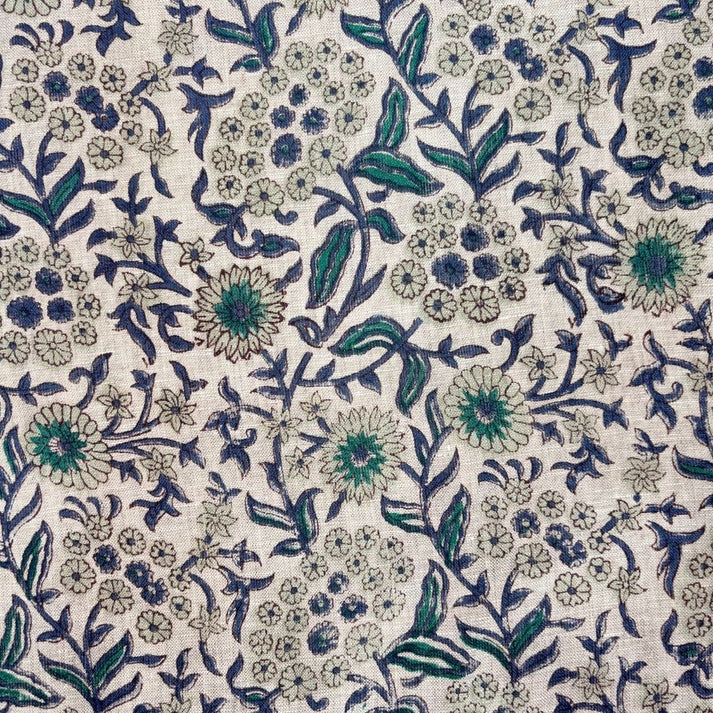 Raaga Linen 58" Block-Printed Jaal Upholstery Fabric