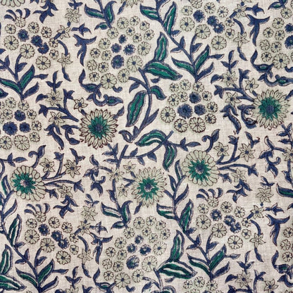 Raaga Linen 58" Block-Printed Jaal Upholstery Fabric