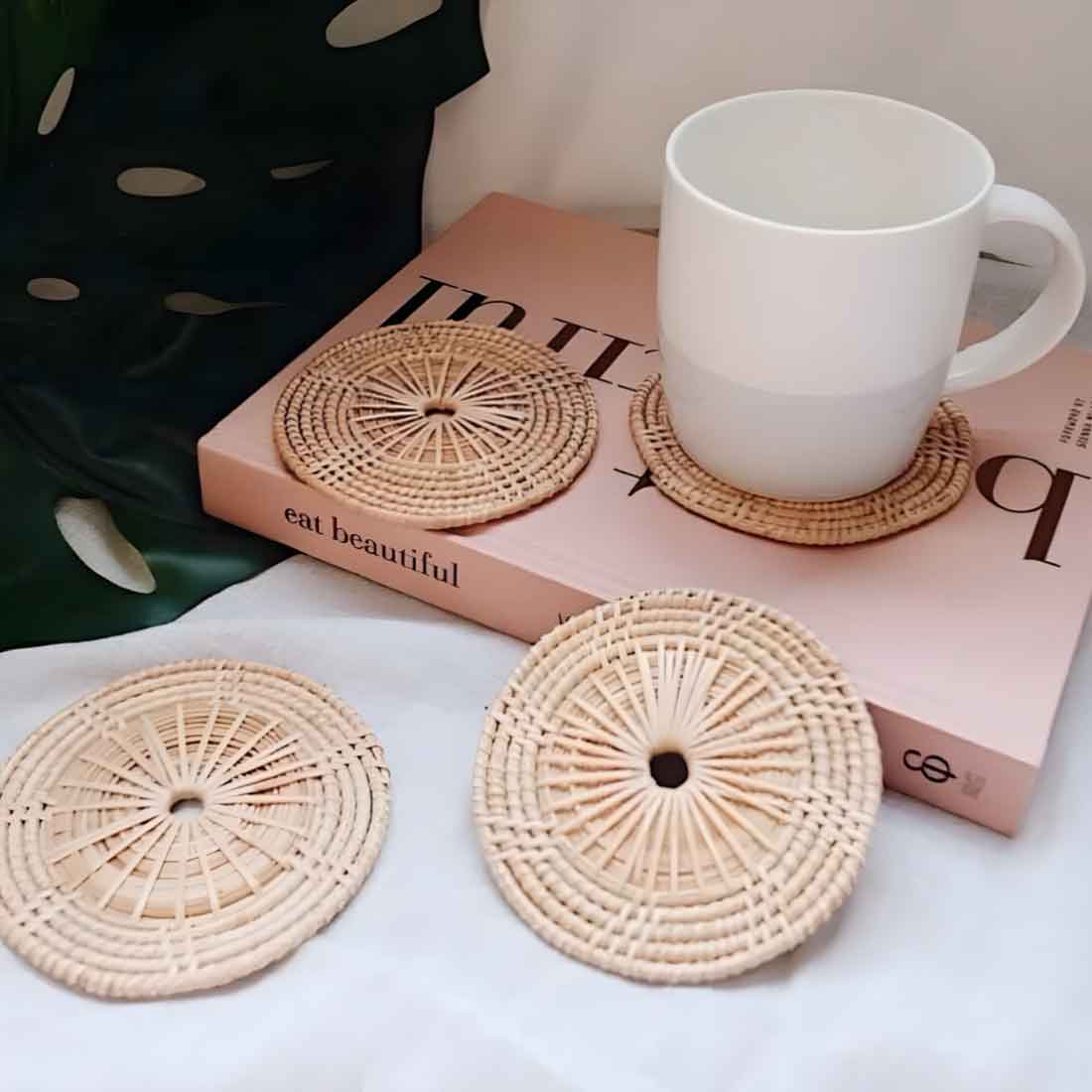 Aara Grande Designer Cane Coaster - Round (Dia 6)