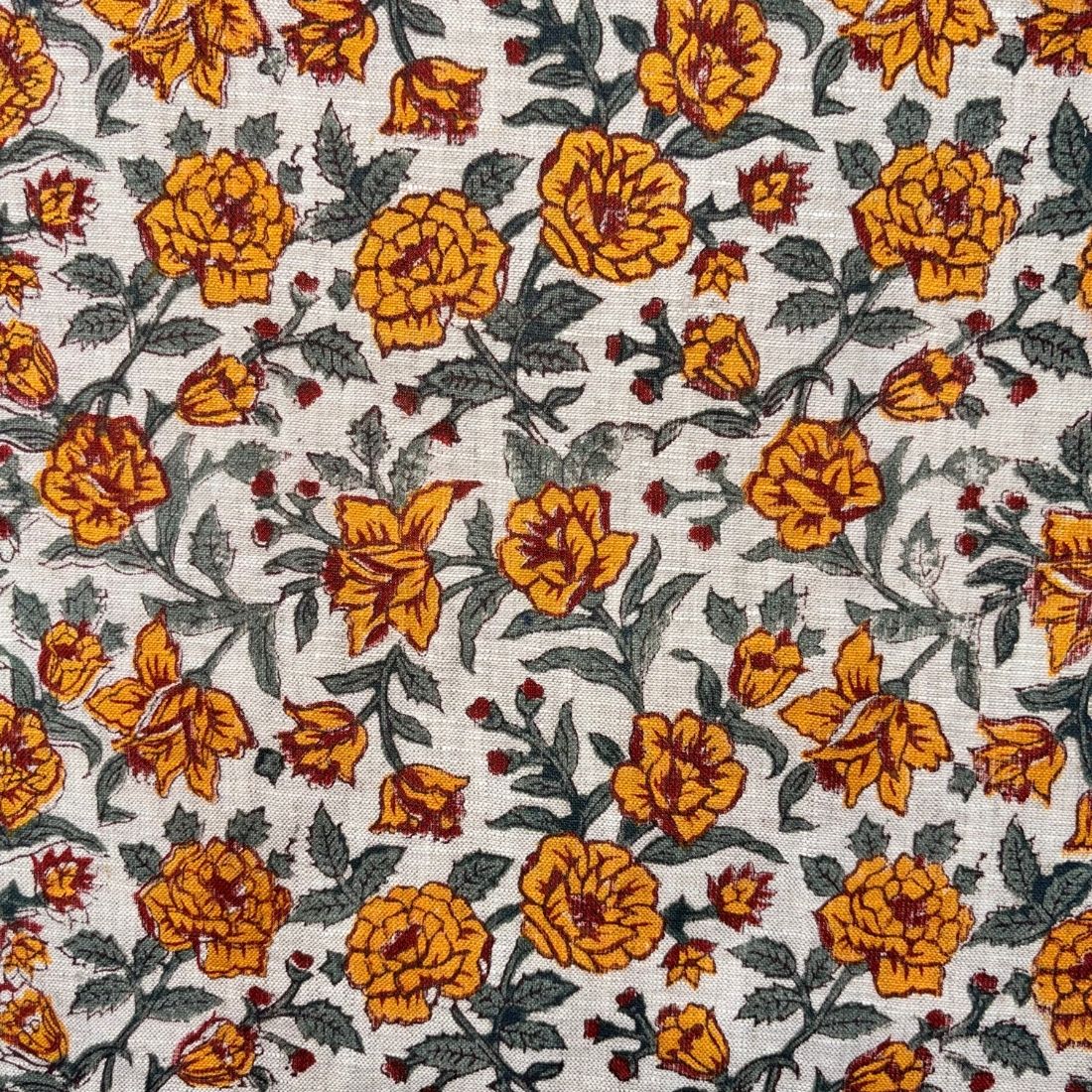 Gulala Block Printed Linen Fabric | Upholstery & Home Décor Fabric