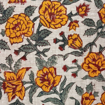 Gulala Block Printed Linen Fabric | Upholstery & Home Décor Fabric
