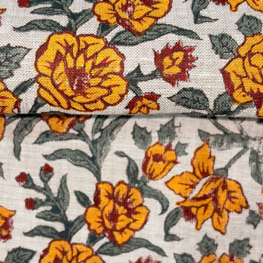 Gulala Block Printed Linen Fabric | Upholstery & Home Décor Fabric