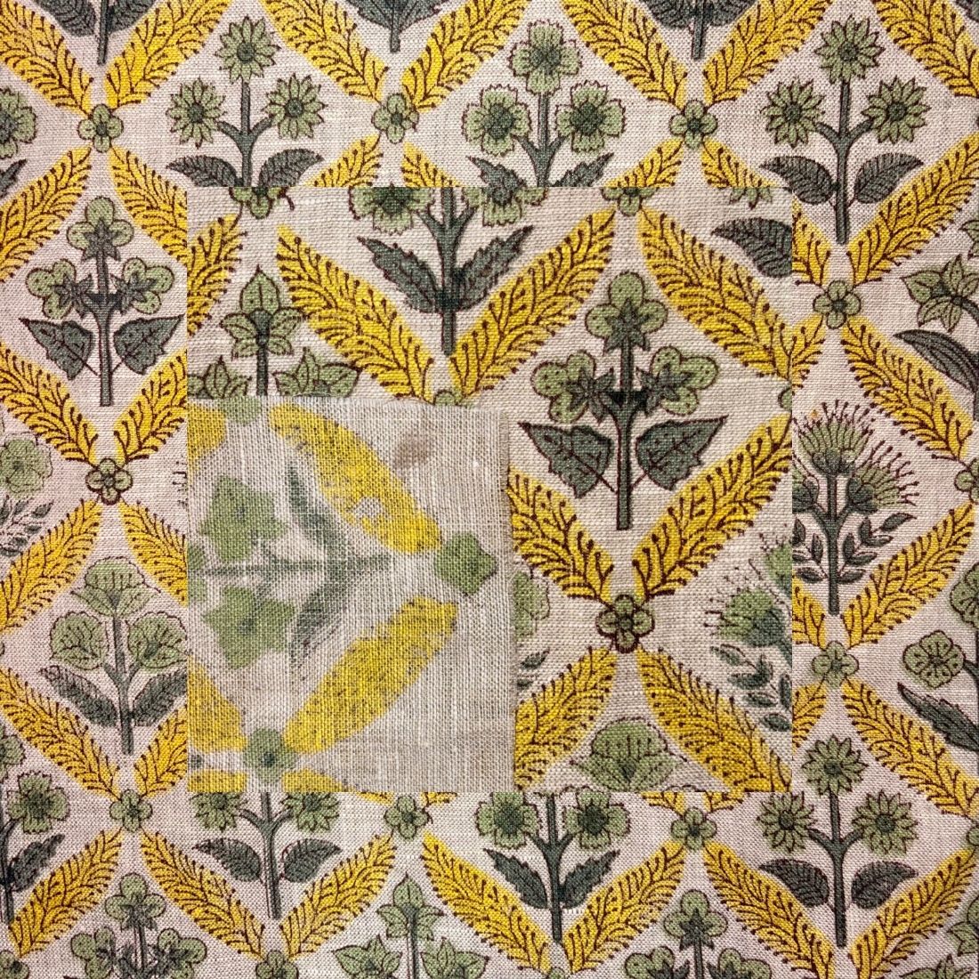 Noori Block Printed Linen Fabric | Upholstery & Home Décor Fabric