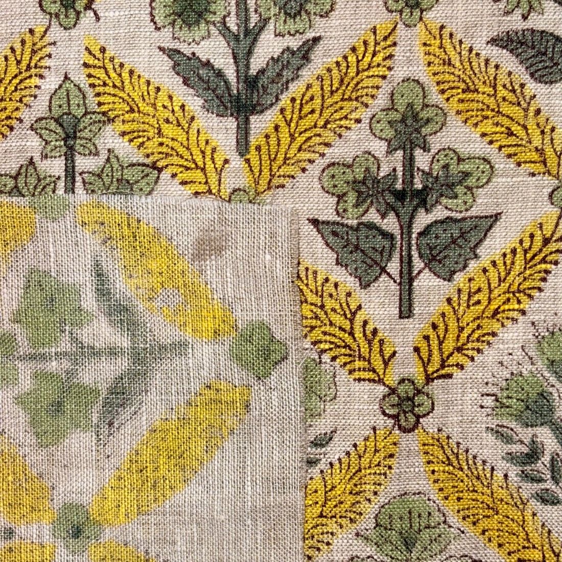 Noori Block Printed Linen Fabric | Upholstery & Home Décor Fabric