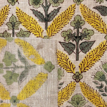 Noori Block Printed Linen Fabric | Upholstery & Home Décor Fabric