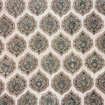 Meera Hand Block Printed Linen Fabric | Upholstery & Home Décor Fabric
