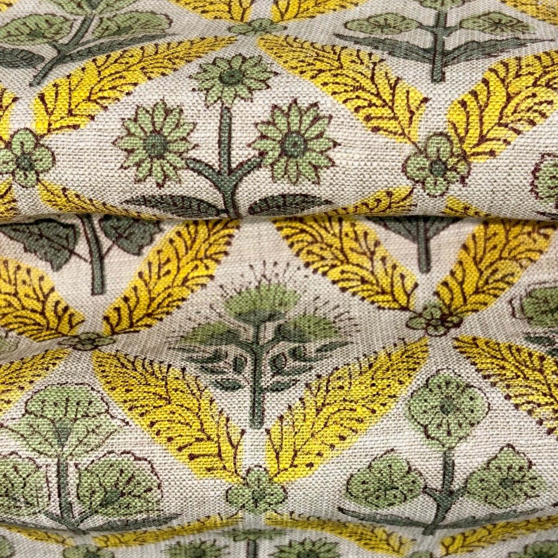 Noori Block Printed Linen Fabric | Upholstery & Home Décor Fabric