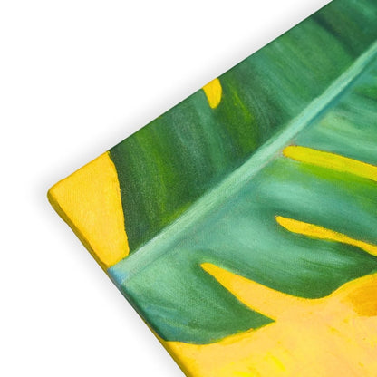 Hand Painted Banana Leaf Canvas Wall Art