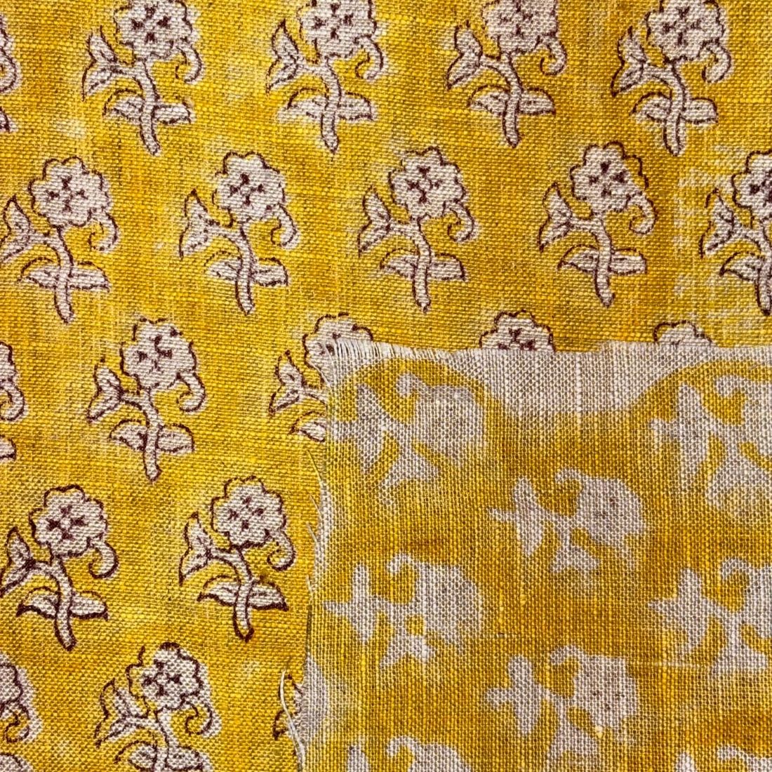 Maavi Block Printed Linen Fabric | Upholstery & Home Décor Fabric