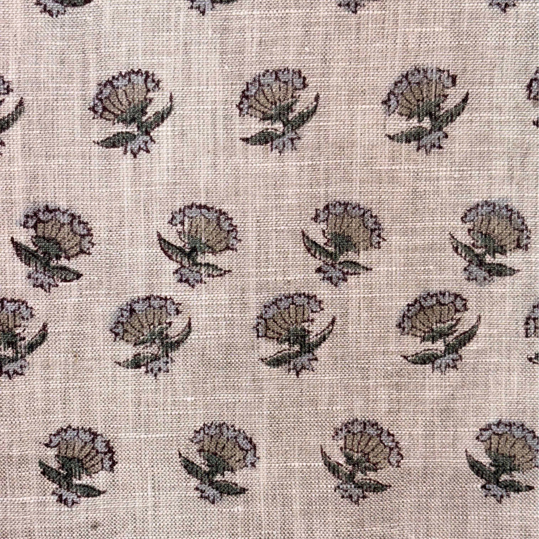 Ruhya Linen 58" Block-Printed Buti Upholstery Fabric