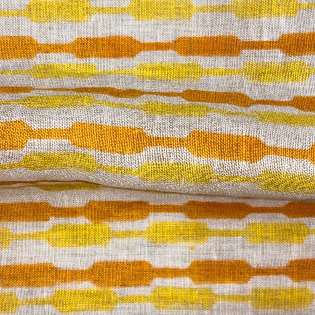 Tassi Block Printed Linen Fabric | Upholstery & Home Décor Fabric