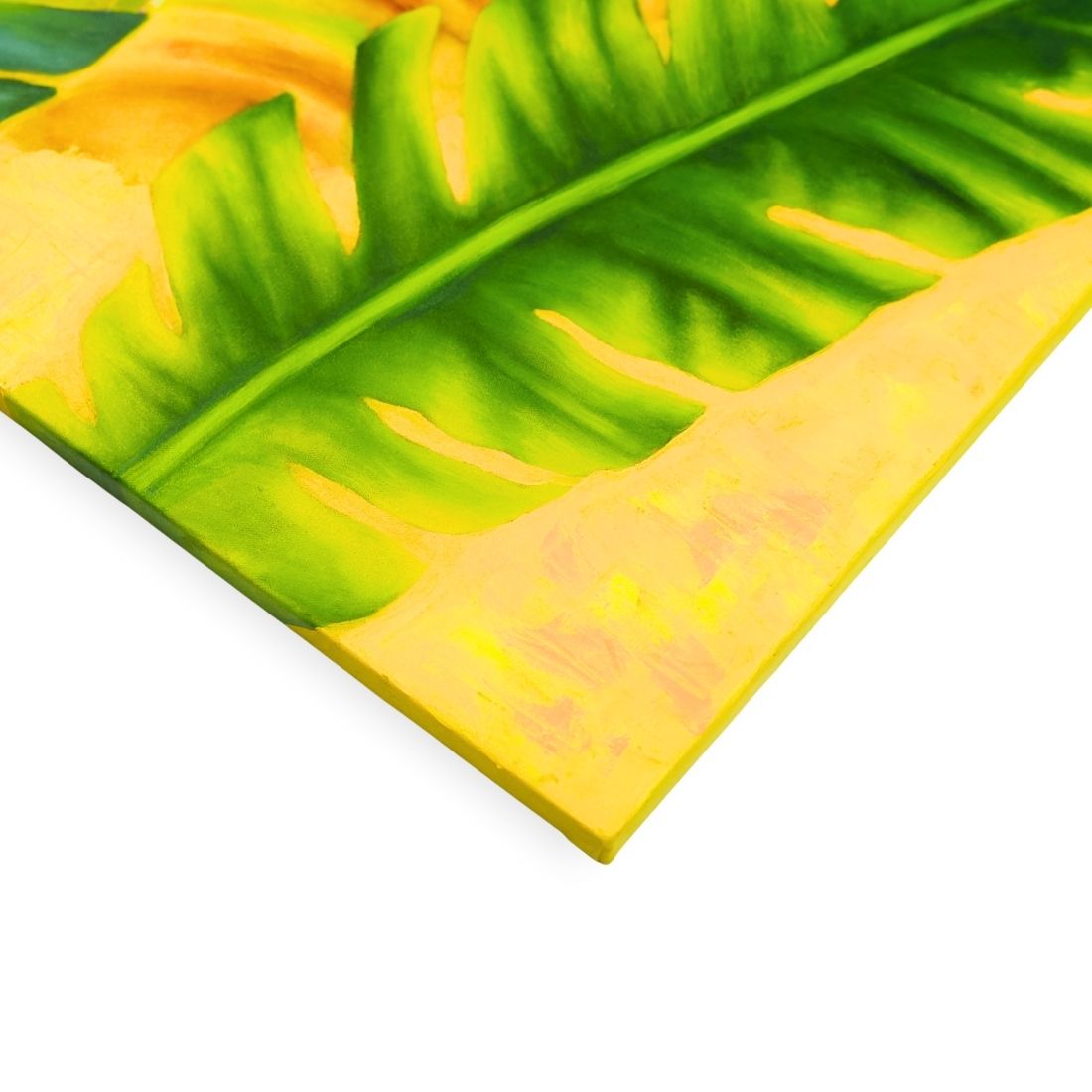 Hand Painted Banana Leaf Canvas Wall Art