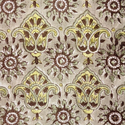 Kaali Block Printed Linen Fabric
