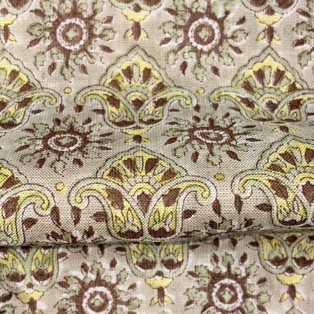 Kaali Block Printed Linen Fabric