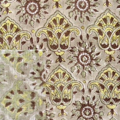 Kaali Block Printed Linen Fabric