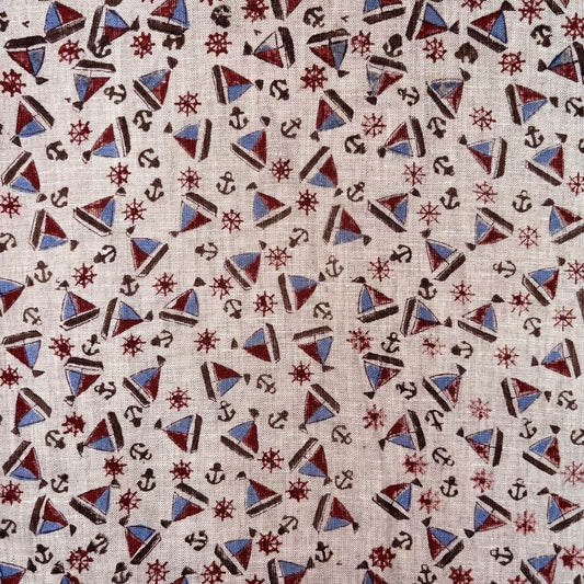 Taara Block Printed Linen Fabric | Upholstery & Home Décor Fabric