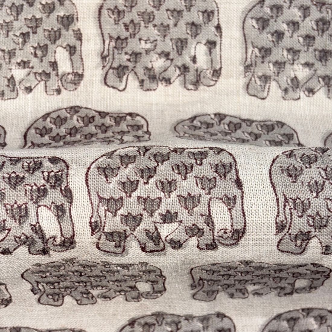 Barfi Linen 58" Block-Printed Animal Upholstery Fabric