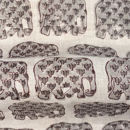 Barfi Linen 58" Block-Printed Animal Upholstery Fabric