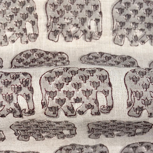 Barfi Block Printed Linen Fabric