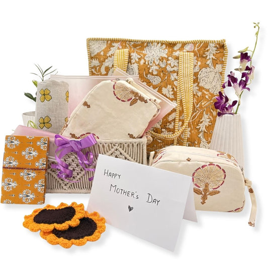 Collection of floral patterns pouches and fabric, tote bag and journal