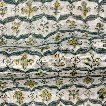 Chaya Block Printed Linen Fabric | Upholstery & Home Décor Fabric