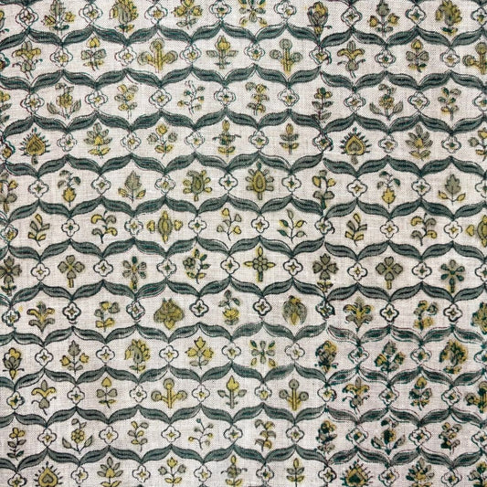 Chaya Block Printed Linen Fabric | Upholstery & Home Décor Fabric
