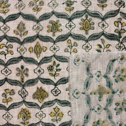 Chaya Block Printed Linen Fabric | Upholstery & Home Décor Fabric