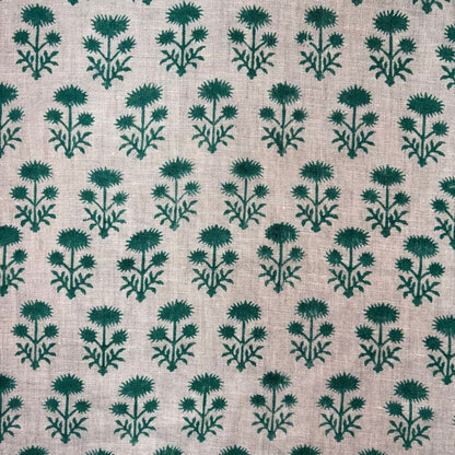 Baali Linen 58" Block-Printed Buta Upholstery Fabric