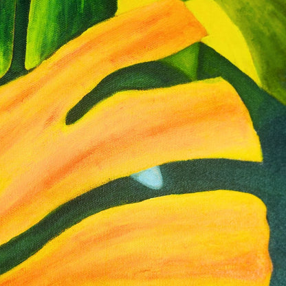 Hand Painted Leaf Canvas Wall Art